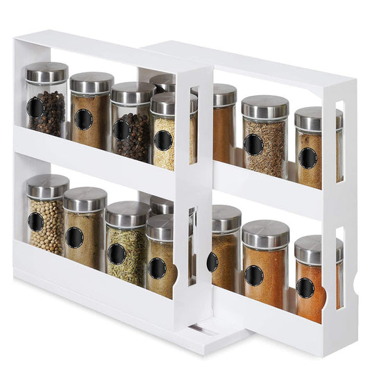 Swivel Cabinet Organizer Revolving Kitchen Rack Spice Organizer for Cabinet Condiment Holder Shelf - HomeBrainsandBrawn