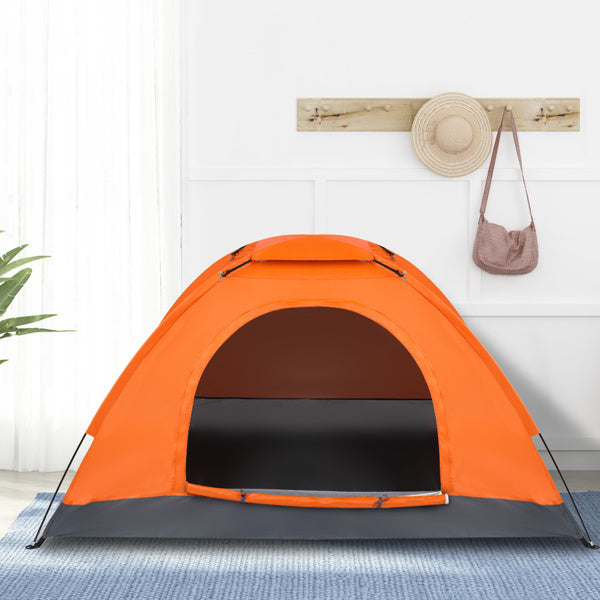 1-Person Waterproof Camping Dome Tent Automatic Pop Up Quick Shelter Outdoor Hiking Orange - HomeBrainsandBrawn