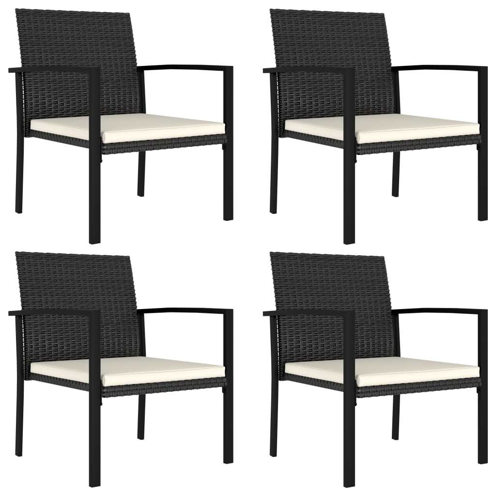 5 Piece Patio Dining Set Poly Rattan Black - Home Brains And Brawn