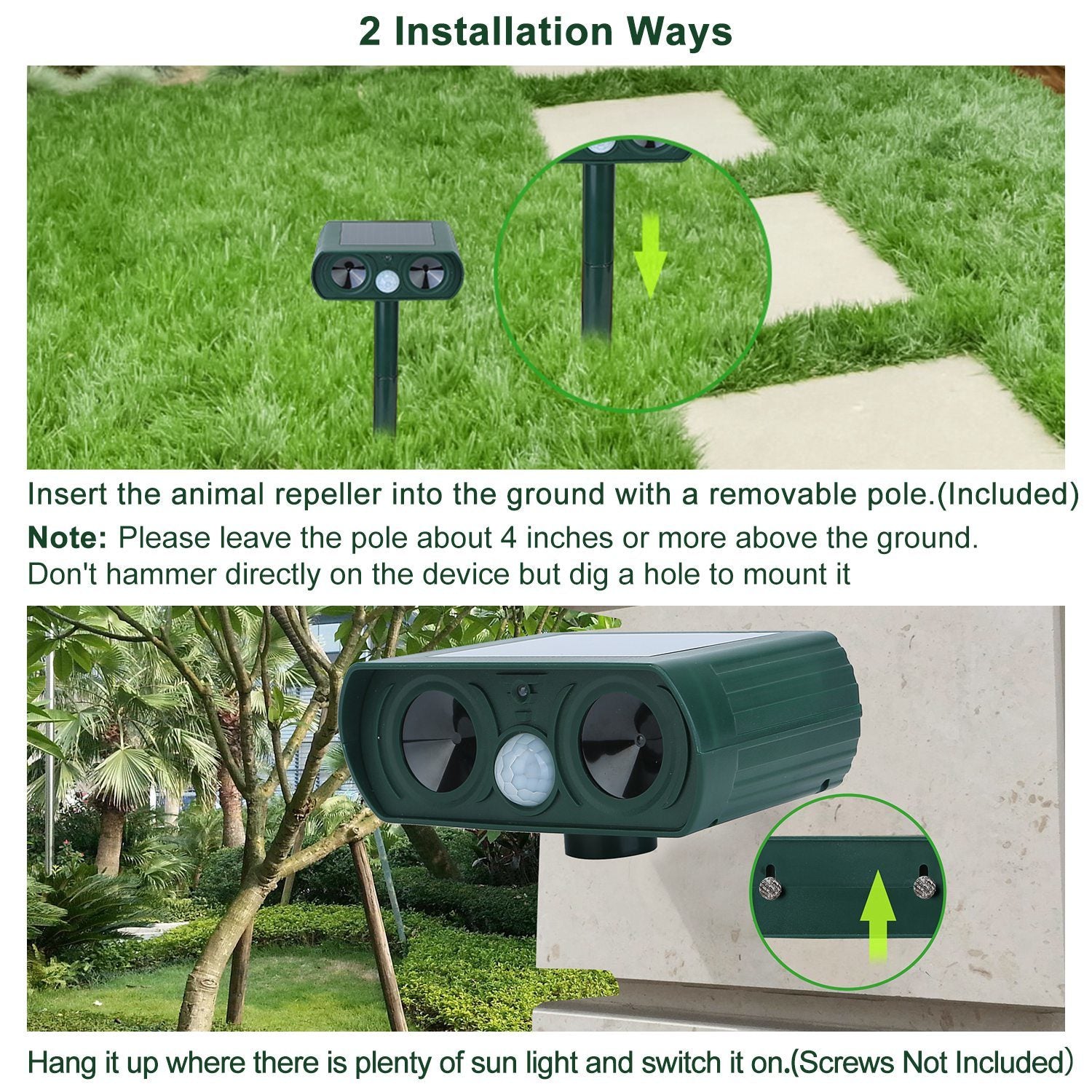 Ultrasonic Animal Repeller Solar Powered Motion Sensor Repellent - Home Brains And Brawn