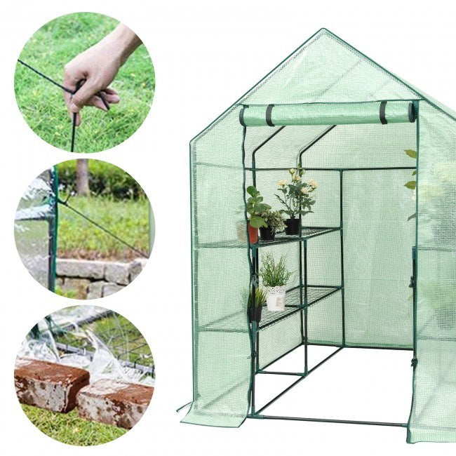 8 shelves Mini Walk In Greenhouse Outdoor Gardening Plant Green House - Home Brains And Brawn
