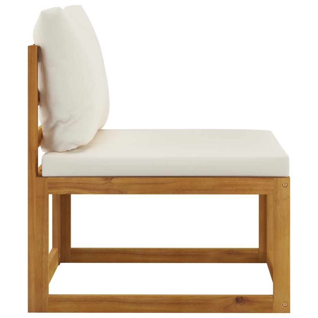 8 Piece Patio Lounge Set with Cushion Cream Solid Acacia Wood