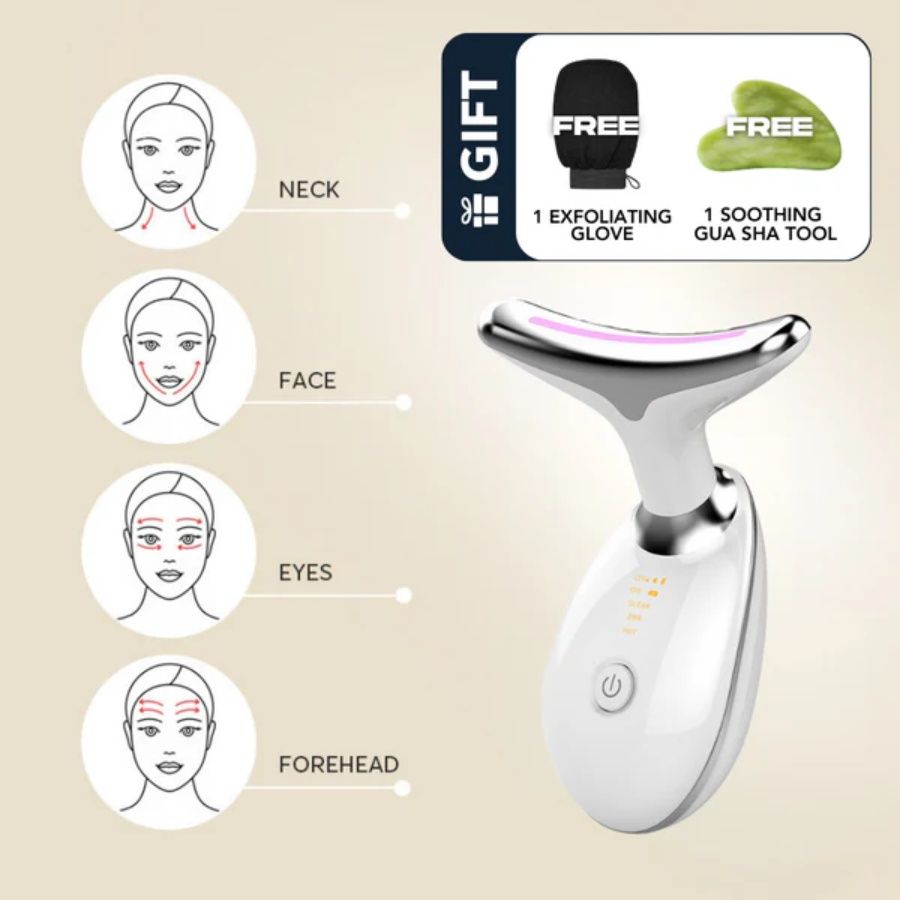 LiftGlow Pro Neck, Face, Arms Sculpt & Soothe Skin Massager with Heat Therapy
