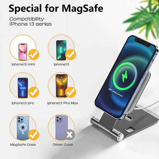 High Quality Wireless Charger Phone Stand Silver Aluminium Alloy Phone Holder