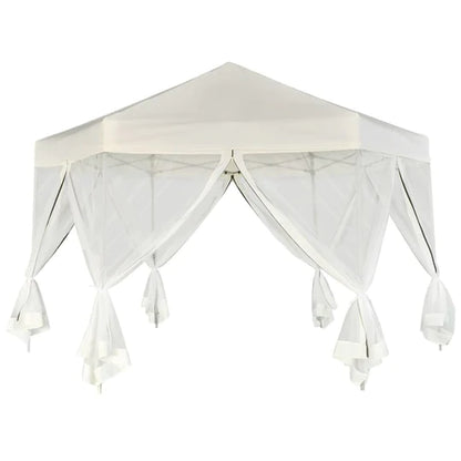 Hexagonal Pop-Up Marquee with 6 Sidewalls Cream White 11.8'x10.2'