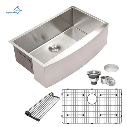 Farmhouse Sink Gunmetal Black Kitchen Sink Stainless Steel 10 inch deep, Apron Kitchen Sink, 16 Guage Handmade Sink with Drain