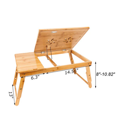 100% Natural Bamboo Laptop Desk Table Adjustable Foldable Breakfast Serving Bed Tray w/Tilting Top Drawer