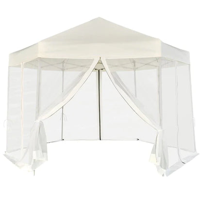 Hexagonal Pop-Up Marquee with 6 Sidewalls Cream White 11.8'x10.2'