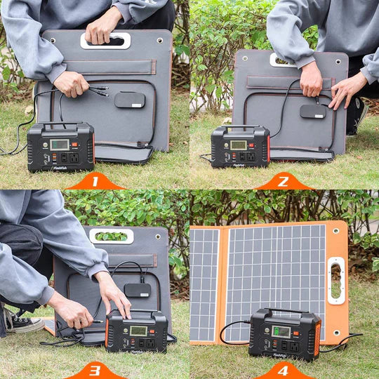 200W Portable Power Station, FlashFish 40800mAh Solar Generator with 110V AC Outlet/2 DC Ports/3 USB Ports, USB-C/QC3.0 for Phones, Tablets On Camping Van RV Road Trip