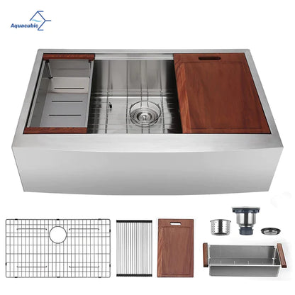 Farmhouse Sink Gunmetal Black Kitchen Sink Stainless Steel 10 inch deep, Apron Kitchen Sink, 16 Guage Handmade Sink with Drain