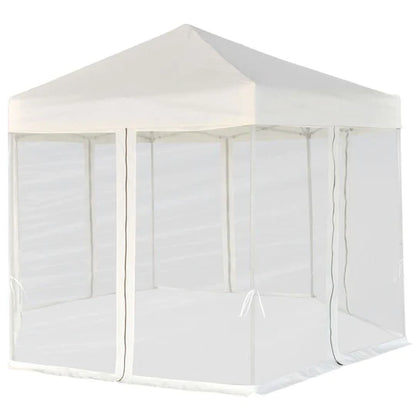 Hexagonal Pop-Up Marquee with 6 Sidewalls Cream White 11.8'x10.2'