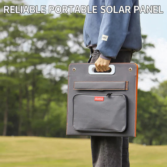 60W 18V Portable Solar Panel, Flashfish Foldable Solar Charger with 5V USB 18V DC Output Compatible with Portable Generator, Smartphones, Tablets and More