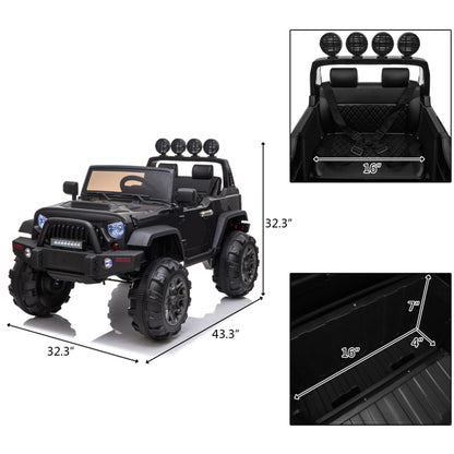 Kid's Electric Ride on Car, 12V Powered Motor, Parental Remote Control, LED Lights, MP3, Seat Belt - Home Brains And Brawn