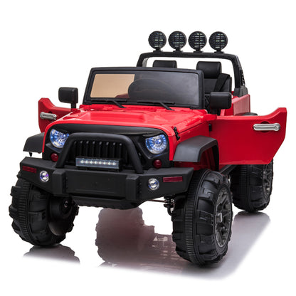 Kid's Electric Ride on Car, 12V Powered Motor, Parental Remote Control, LED Lights, MP3, Seat Belt - Home Brains And Brawn
