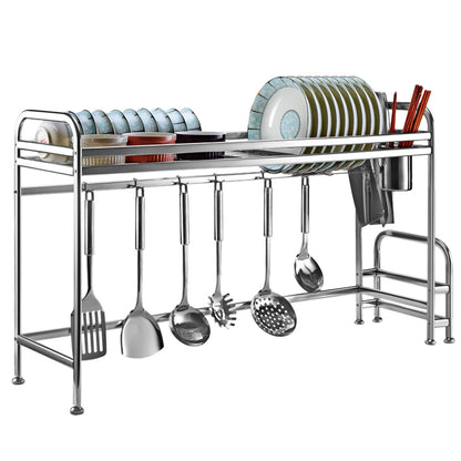 Over Sink Dish Drying Rack Shelf Stainless Steel Kitchen - HomeBrainsandBrawn