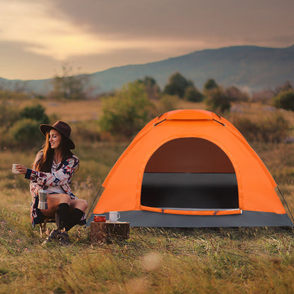 1-Person Waterproof Camping Dome Tent Automatic Pop Up Quick Shelter Outdoor Hiking Orange - HomeBrainsandBrawn