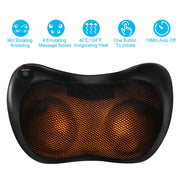 Back Neck Massage Pillow Kneading Massager In-Car Thermotherapy Massage Pillow w/ Car Charger US Plug - Home Brains And Brawn