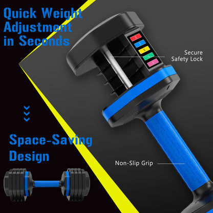 Adjustable Dumbbell - 55lb Single Dumbbell with Anti-Slip Handle - Home Brains And Brawn