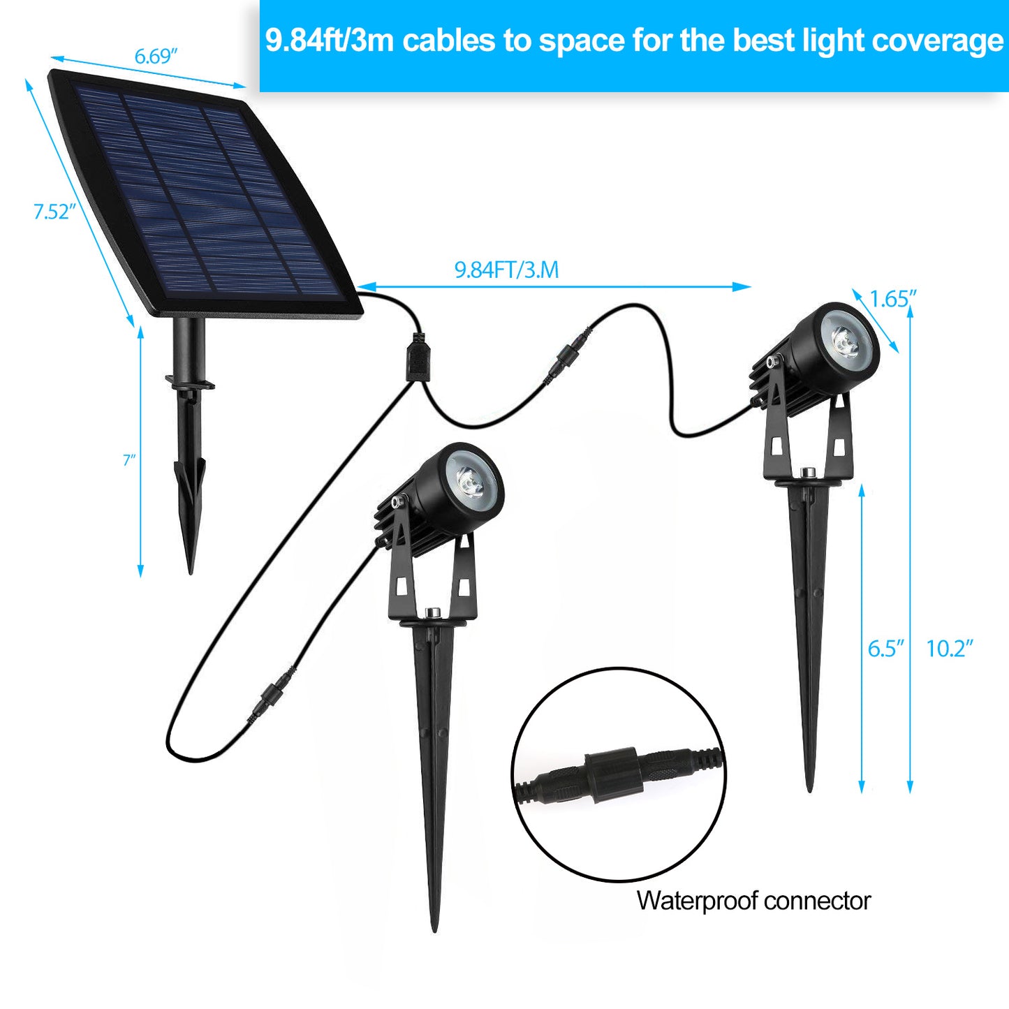 Twin Solar Spotlight Outdoor Light Sensor Lamps