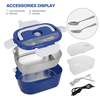 Electric Lunch Box Portable for Car Office Food Warmer Heater Container 40W - Home Brains And Brawn