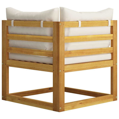 8 Piece Patio Lounge Set with Cushion Cream Solid Acacia Wood - Home Brains And Brawn