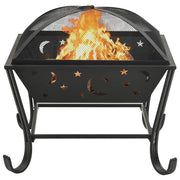 Square Fire Pit with Poker 24.4" XXL Steel - Home Brains And Brawn