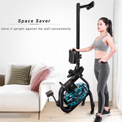 Water Rowing Machine Rower with LCD Monitor - Home Brains And Brawn
