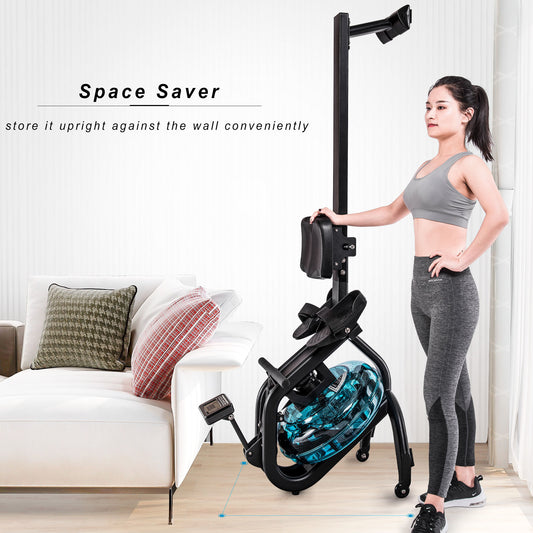 Water Rowing Machine Rower with LCD Monitor - Home Brains And Brawn
