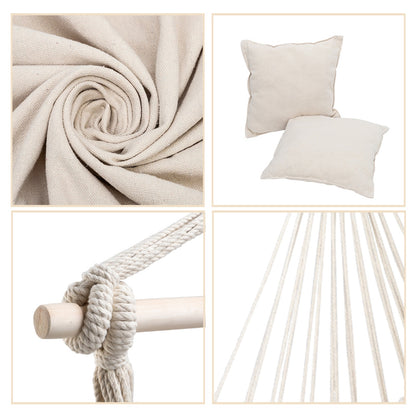 Hammock Chair Distinctive Cotton Canvas Hanging Rope Chair - HomeBrainsandBrawn