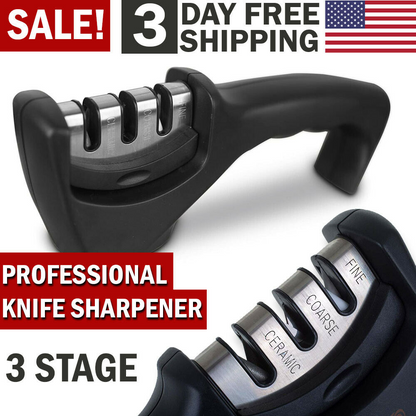KNIFE SHARPENER Ceramic Tungsten Kitchen Knives Blade Sharpening System Tool USA XH - Home Brains And Brawn