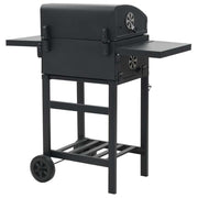 Charcoal-Fueled BBQ Grill with Bottom Shelf Black - Home Brains And Brawn