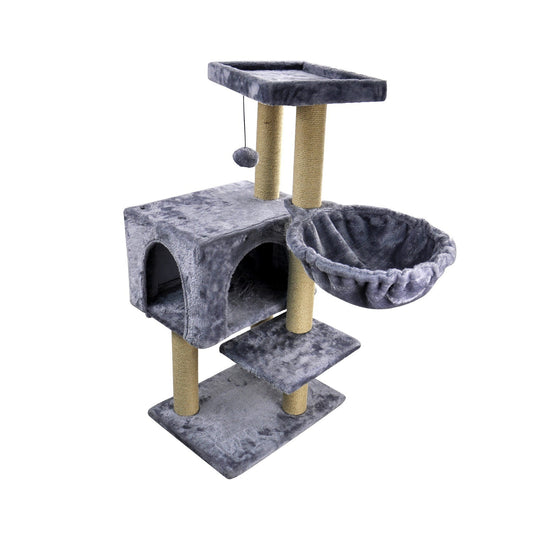 Fashion Design Cat Tree With Jute-Covered Scratching Posts, Grey - Home Brains And Brawn