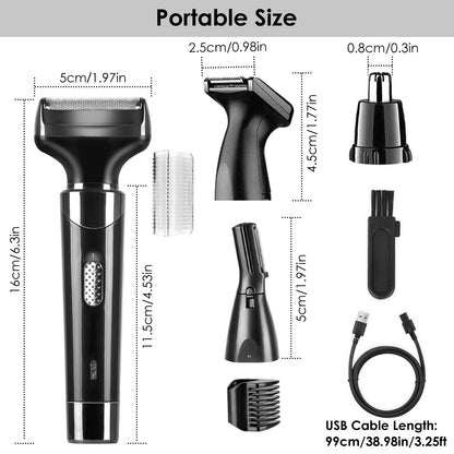 4 In 1 Rechargeable Razor Hair Beard Eyebrow Ear Nose Hairs Sideburn Trimmer Clipper Painless Electric Shaver - Home Brains And Brawn