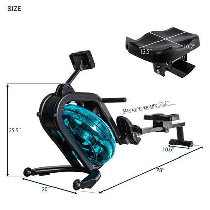 Water Rowing Machine Rower with LCD Monitor - Home Brains And Brawn