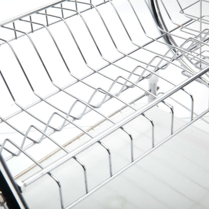 2 Tier Dish Drying Rack Drainer Stainless Steel Kitchen Cutlery Holder Shelf - HomeBrainsandBrawn