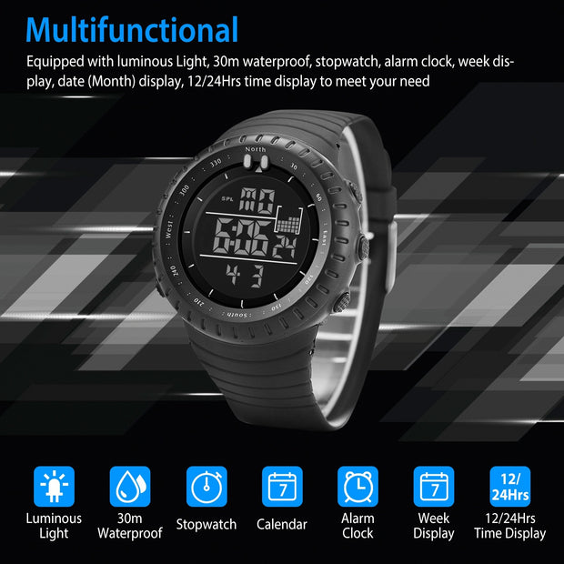 Digital Men Sports Watch Water-Resistant Military Tactical Wrist Watch - Home Brains And Brawn