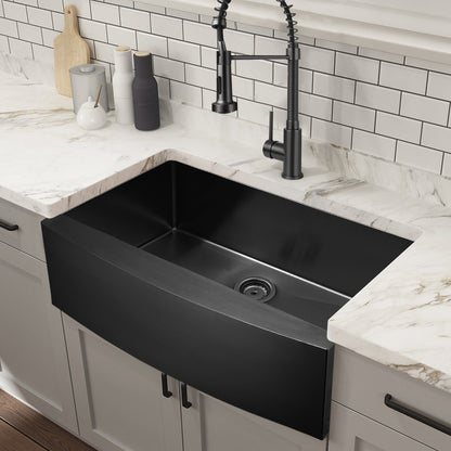 Farmhouse Sink Gunmetal Black Kitchen Sink Stainless Steel 10 inch deep, Apron Kitchen Sink, 16 Guage Handmade Sink with Drain - Home Brains And Brawn