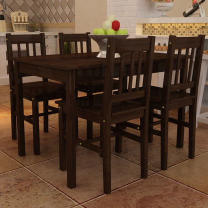 Wooden Dining Table with 4 Chairs Brown - Home Brains And Brawn