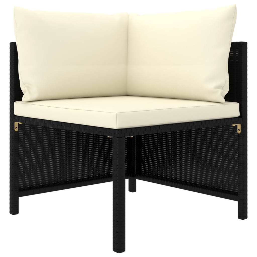 4-Seater Patio Sofa with Cushions Black Poly Rattan