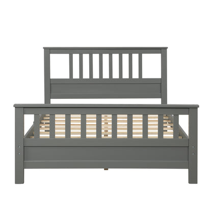 Hard Wood Platform Bed with Headboard Slatted Footboard - Home Brains And Brawn