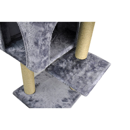 Fashion Design Cat Tree With Jute-Covered Scratching Posts, Grey - Home Brains And Brawn