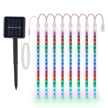Solar Powered Meteor Shower String Lights 9.84FT Falling Raindrop Tube Lamp Water Resistant Decorative Lights - HomeBrainsandBrawn