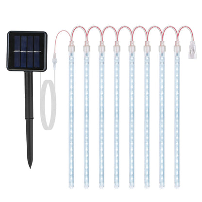 Solar Powered Meteor Shower String Lights 9.84FT Falling Raindrop Tube Lamp Water Resistant Decorative Lights - HomeBrainsandBrawn