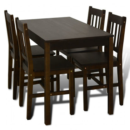 Wooden Dining Table with 4 Chairs Brown - Home Brains And Brawn