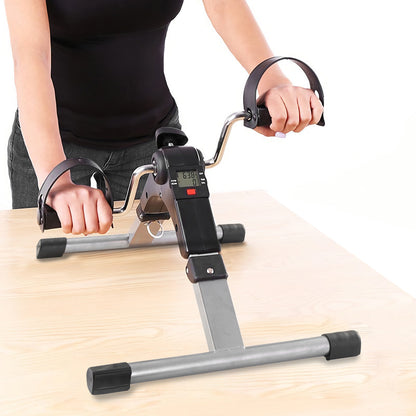 Foldable Exercise Bike Pedal Fitness Exerciser Cycle Bike with LCD Display Mini Pedal Exerciser for Leg Arm Physical Therapy Home Office Gym - Home Brains And Brawn