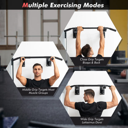 Wall Mounted Multi-Grip Pull Up Bar with Foam Handgrips - Home Brains And Brawn
