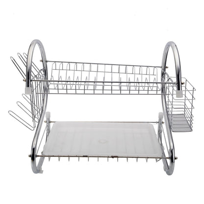 2 Tier Dish Drying Rack Drainer Stainless Steel Kitchen Cutlery Holder Shelf - HomeBrainsandBrawn