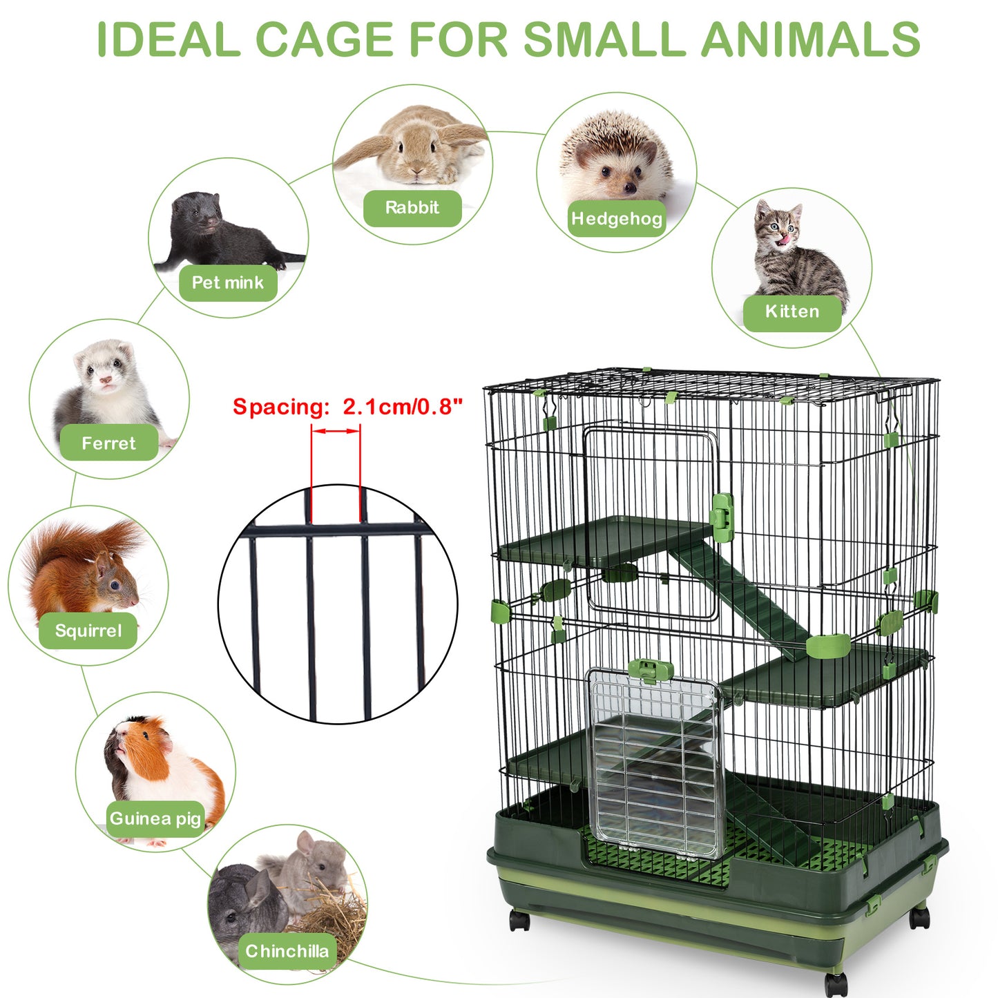 Animal Metal Cage Height Adjustable