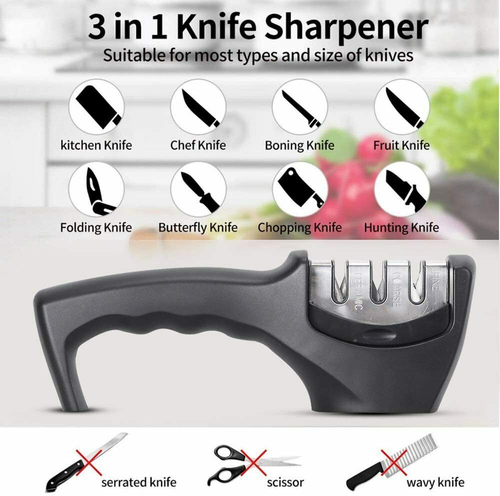 KNIFE SHARPENER Ceramic Tungsten Kitchen Knives Blade Sharpening System Tool USA XH