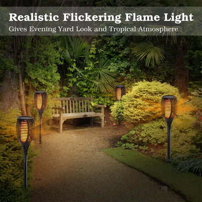96 LEDs Solar Flame Torch Light Waterproof Flickering Flame Lamp - Home Brains And Brawn